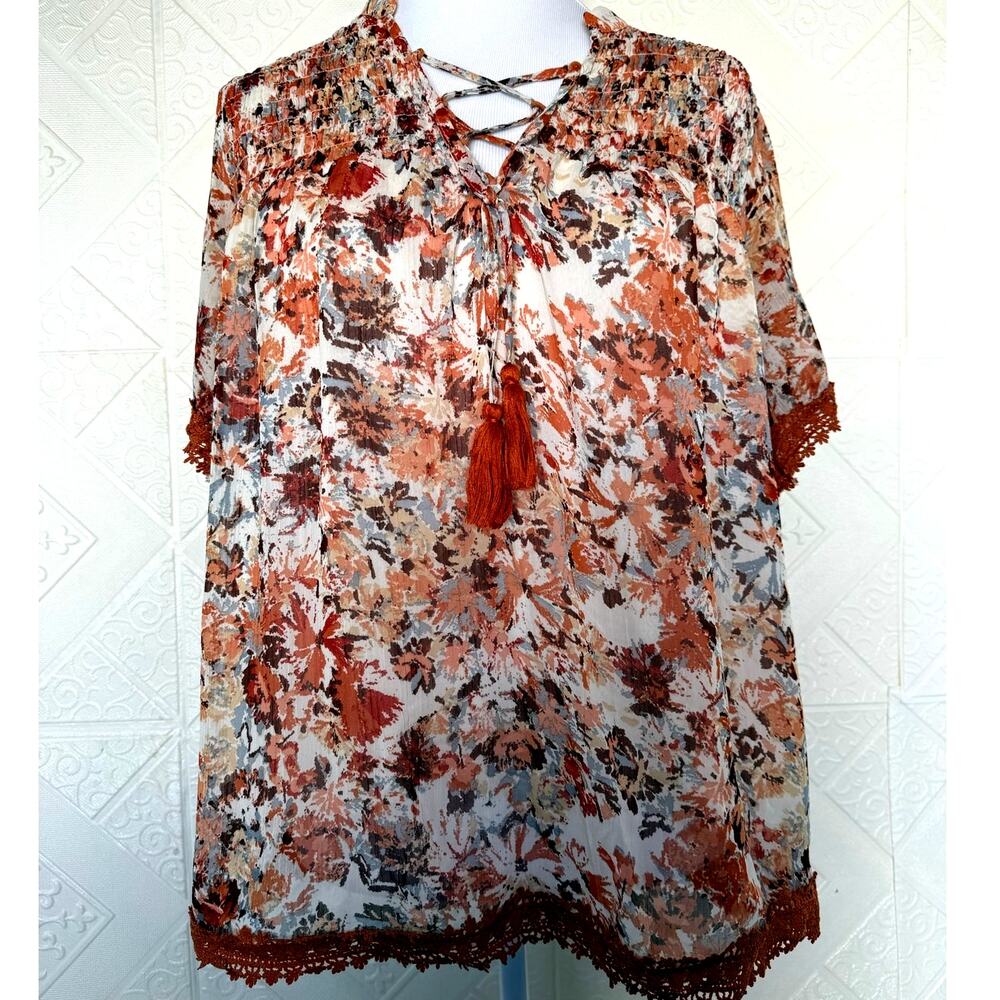 SKU2561 Miss Me Women's Size Medium Sheer Boho Peasant Blouse